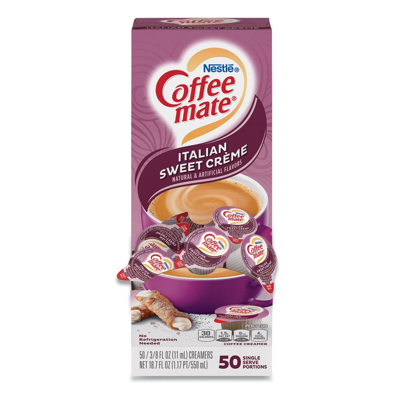 Coffee mate Liquid Coffee Creamer, Italian Sweet Creme, 0.38 oz Mini Cups, 50/Box
