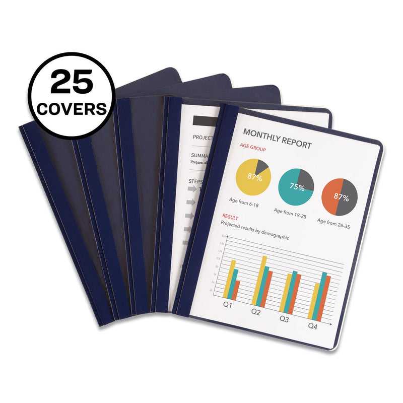 Avery Durable Clear Front Report Cover, Prong Fastener, 0.13" Capacity, 8.5 x 11, Clear/Blue, 25/Box