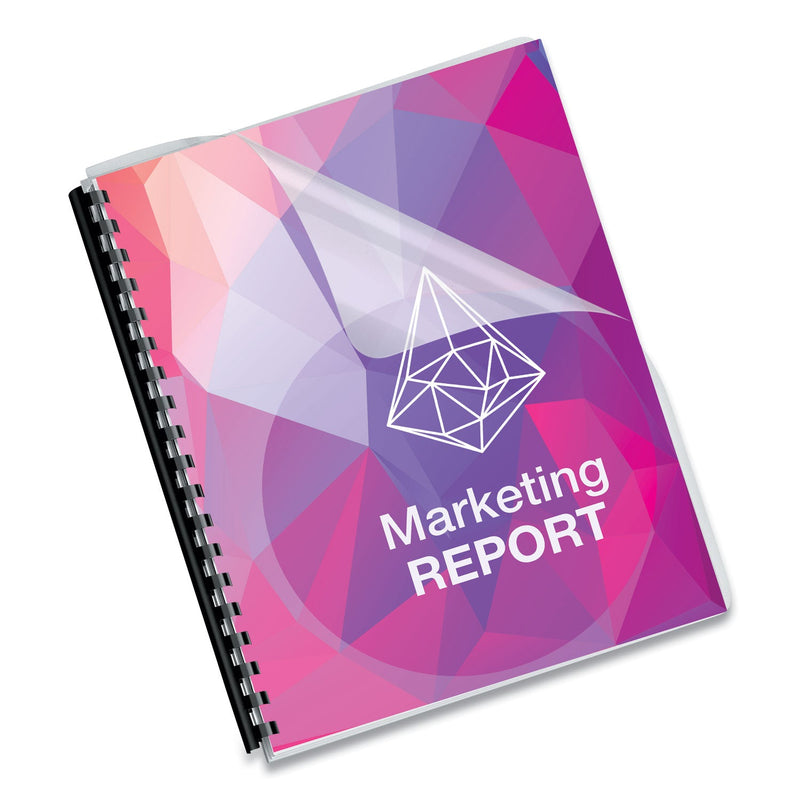 Fellowes Crystals Transparent Presentation Covers for Binding Systems, Clear, with Round Corners, 11.25 x 8.75, Punched, 100/Pack