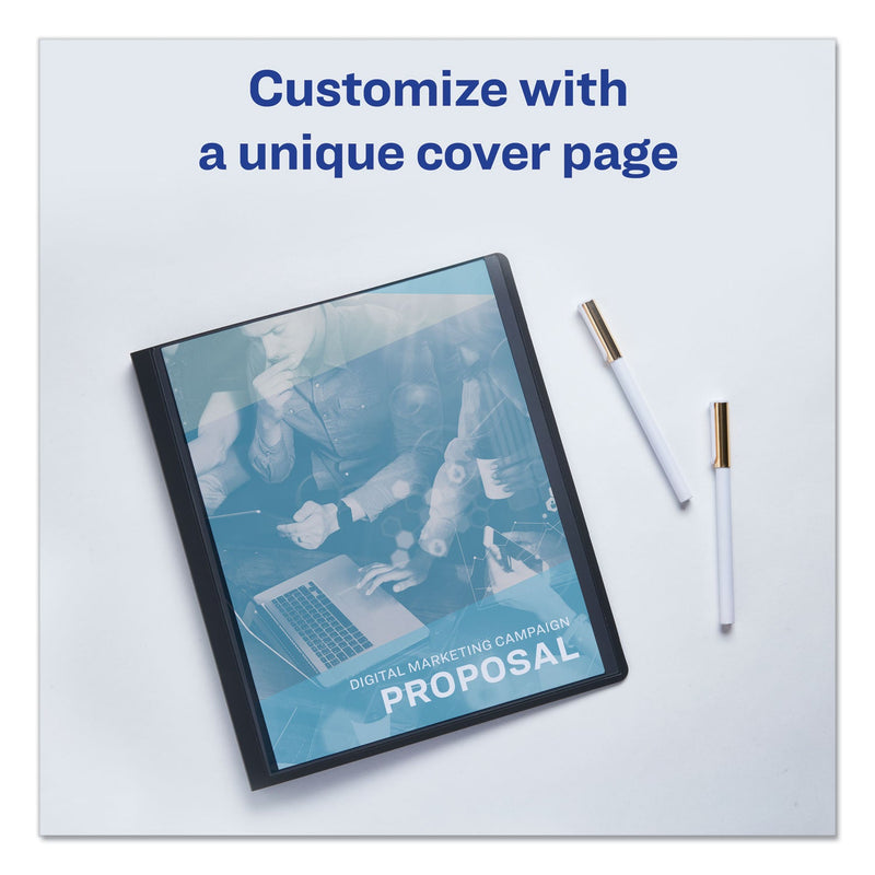 Avery Lay Flat View Report Cover, Flexible Fastener, 0.5" Capacity, 8.5 x 11, Clear/Gray