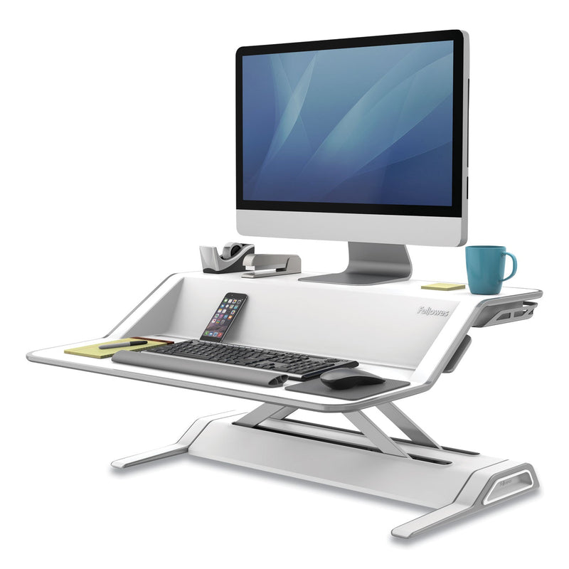 Fellowes Lotus Sit-Stands Workstation, 32.75" x 24.25" x 5.5" to 22.5", White