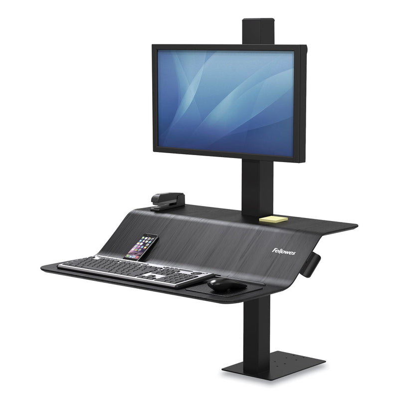 Fellowes Lotus VE Sit-Stand Workstation, 29" x 28.5" x 27.5" to 42.5", Black