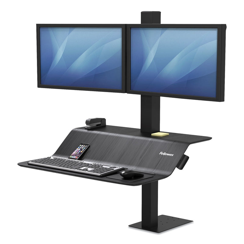 Fellowes Lotus VE Sit-Stand Workstation - Dual, 29" x 28.5" x 42.5", Black