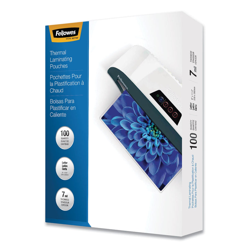 Fellowes Laminating Pouches, 7 mil, 9" x 11.5", Gloss Clear, 100/Pack