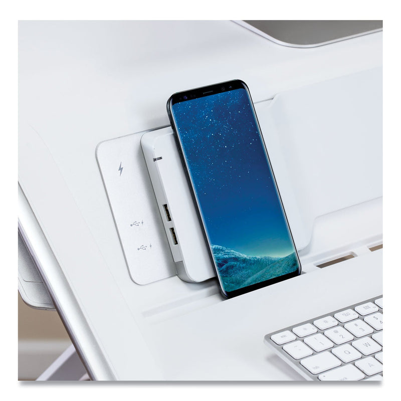 Fellowes Lotus DX Sit-Stand Workstation, 32.75" x 24.25" x 5.5" to 22.5", White