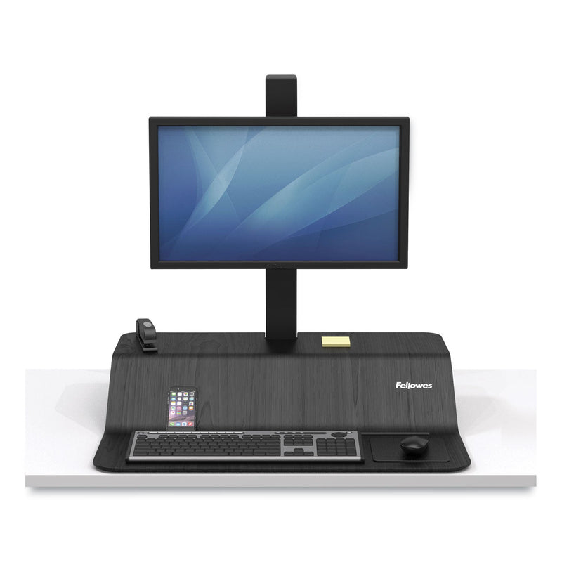 Fellowes Lotus VE Sit-Stand Workstation, 29" x 28.5" x 27.5" to 42.5", Black