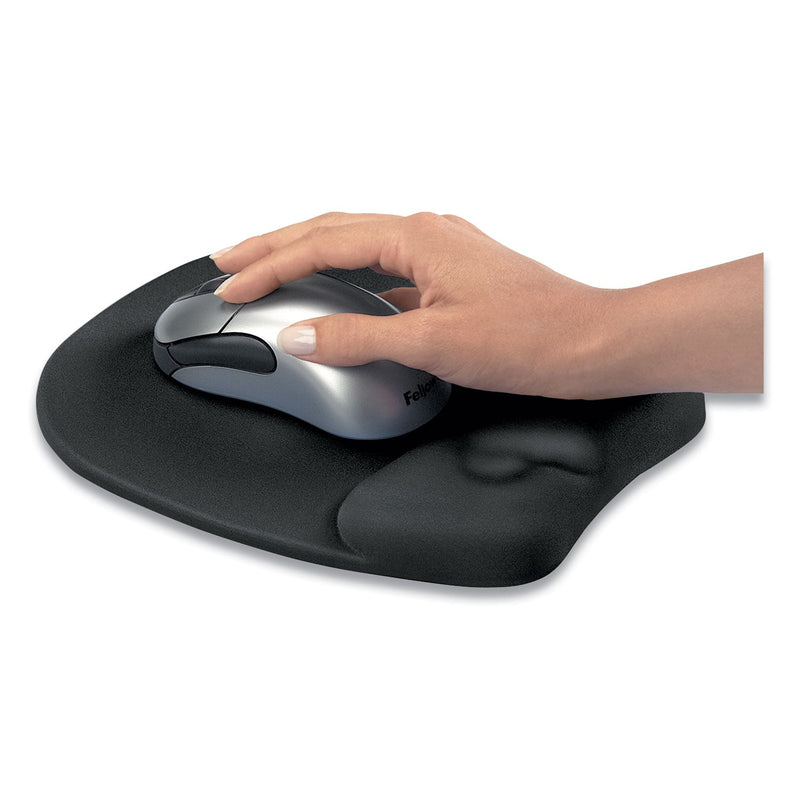 Fellowes Memory Foam Mouse Pad with Wrist Rest, 7.93 x 9.25, Black