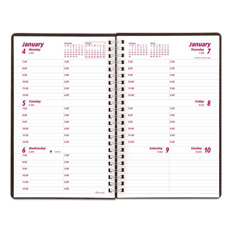 Brownline DuraFlex Weekly Planner, 8 x 5, Black Cover, 12-Month (Jan to Dec): 2023