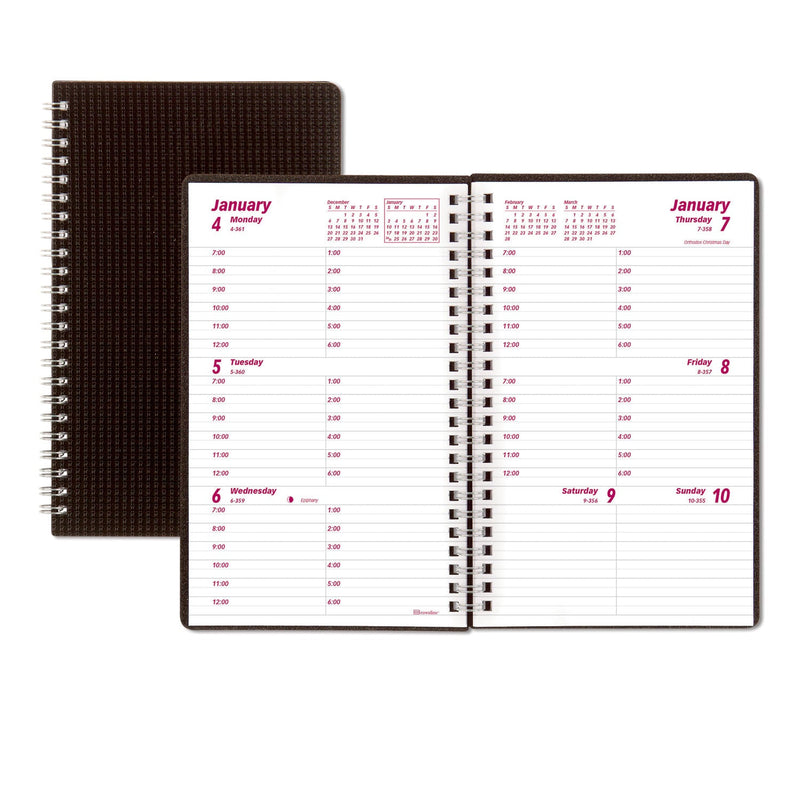 Brownline DuraFlex Weekly Planner, 8 x 5, Black Cover, 12-Month (Jan to Dec): 2023