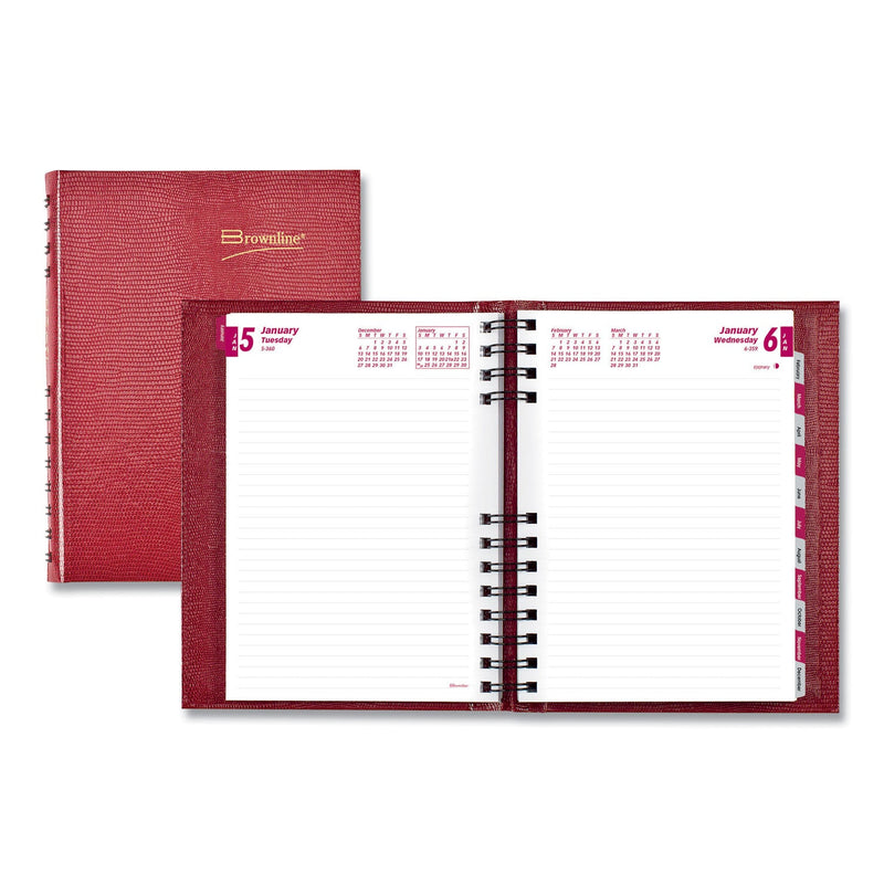 Brownline CoilPro Ruled Daily Planner, 8.25 x 5.75, Red Cover, 12-Month (Jan to Dec): 2023