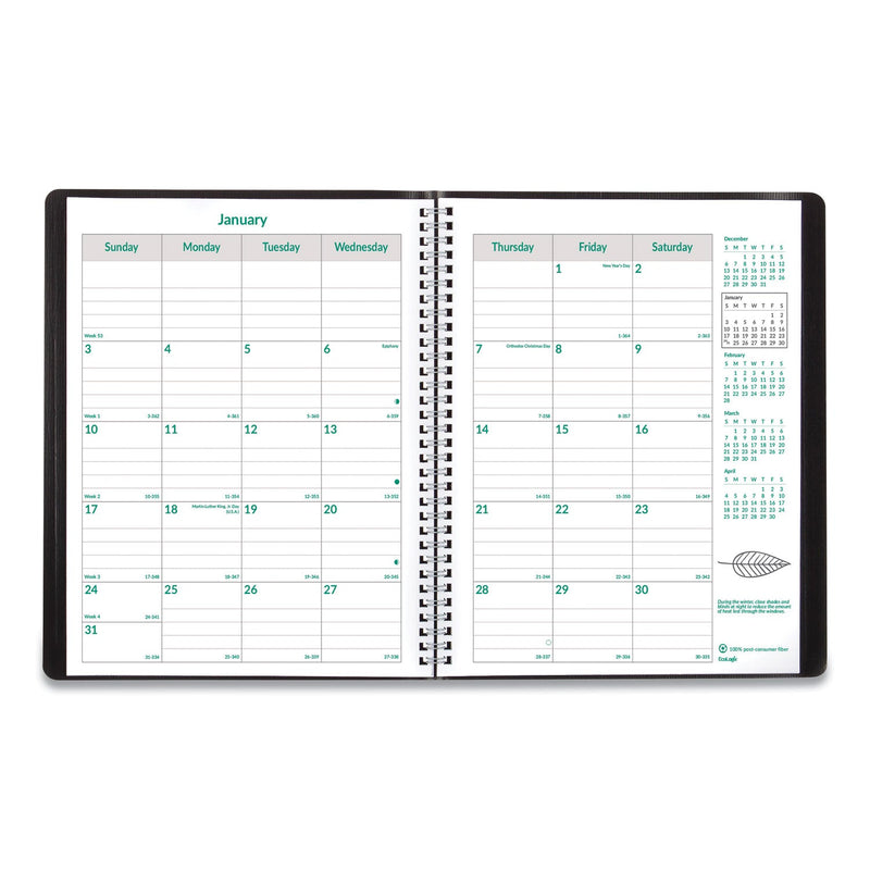 Brownline EcoLogix Recycled Monthly Planner, EcoLogix Artwork, 11 x 8.5, Black Cover, 14-Month (Dec to Jan): 2022 to 2024