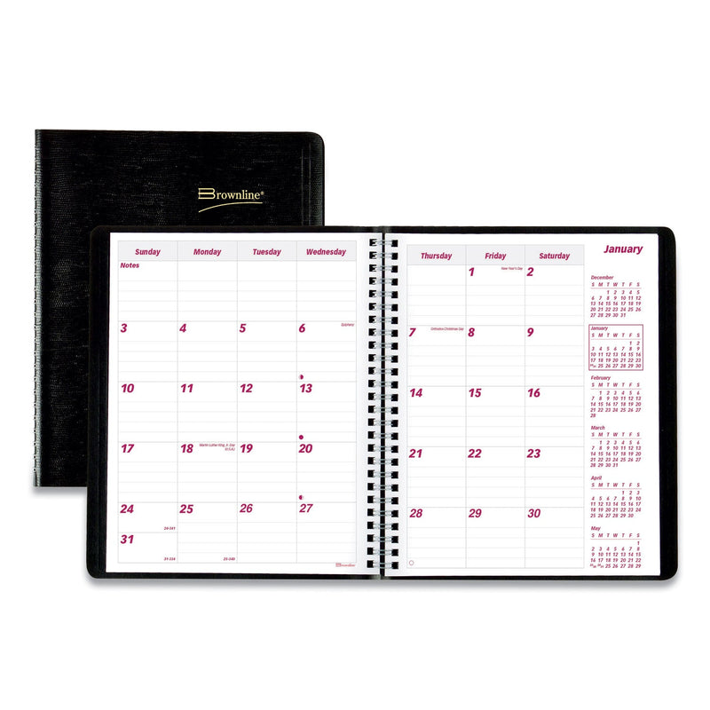 Brownline Essential Collection 14-Month Ruled Monthly Planner, 8.88 x 7.13, Black Cover, 14-Month (Dec to Jan): 2022 to 2024