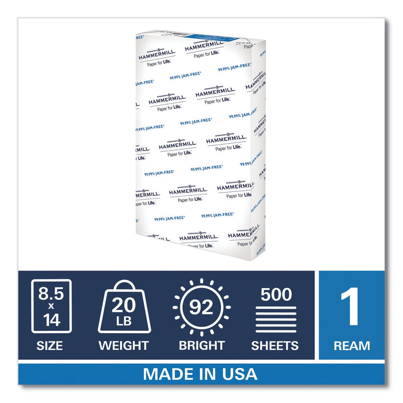 Hammermill Copy Plus Print Paper, 92 Bright, 20 lb Bond Weight, 8.5 x 14, White, 500/Ream