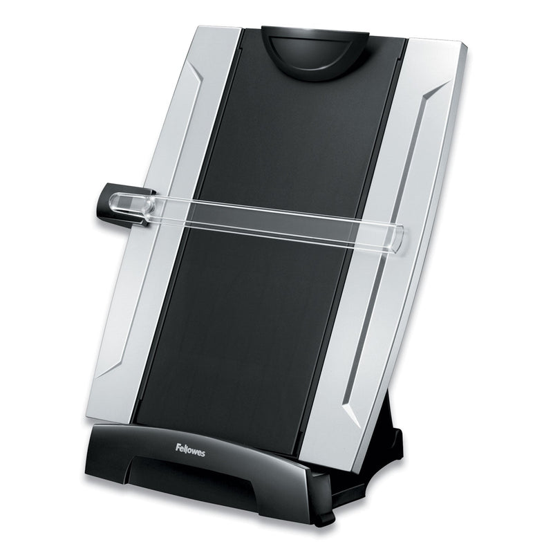 Fellowes Office Suites Desktop Copyholder with Memo Board, 150 Sheet Capacity, Plastic, Black/Silver