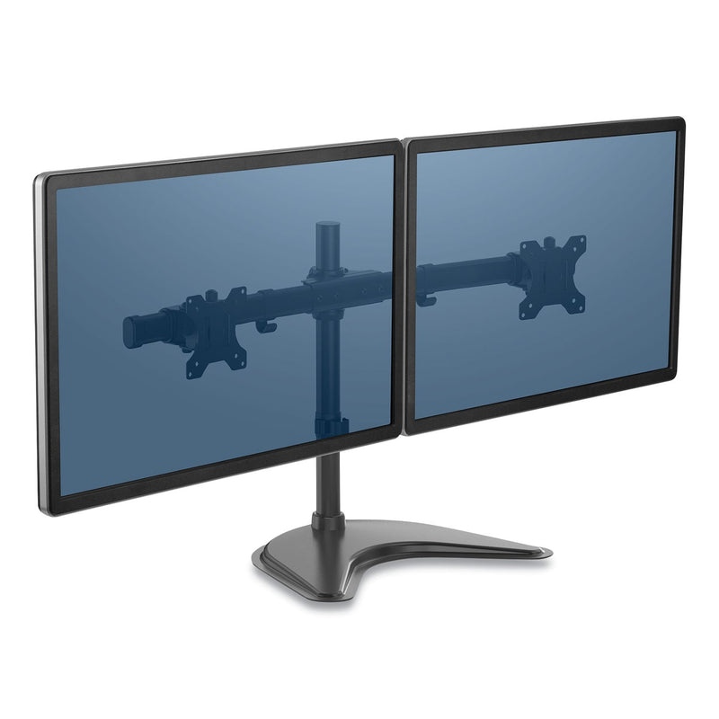 Fellowes Professional Series Freestanding Dual Horizontal Monitor Arm, For 30" Monitors, 35.75" x 11" x 18.25", Black, Supports 17 lb