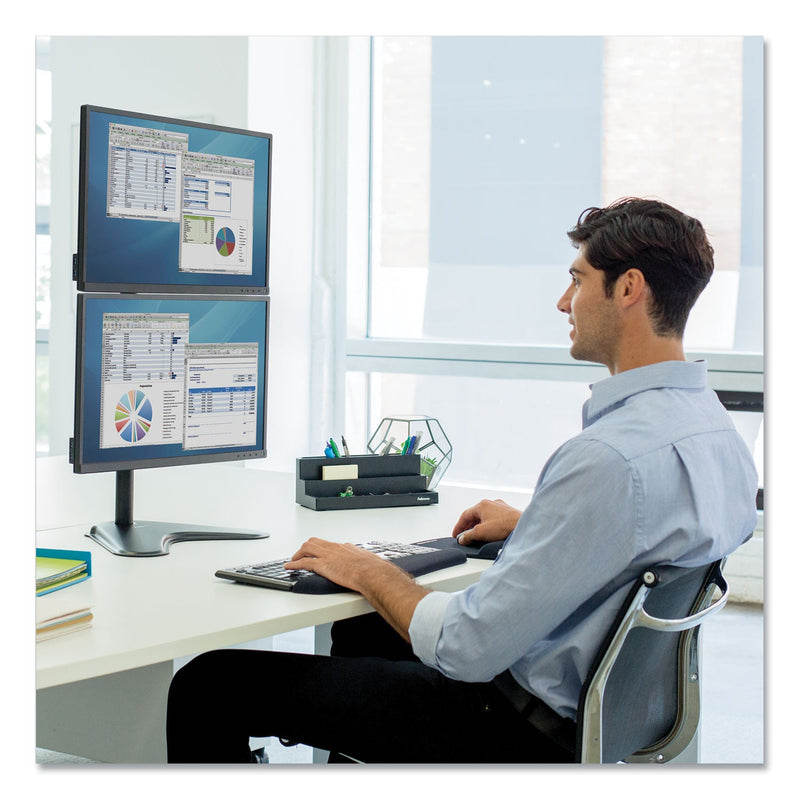 Fellowes Professional Series Freestanding Dual Stacking Monitor Arm, For 32" Monitors, 15.3" x 35.5" x 11", Black, Supports 17 lb