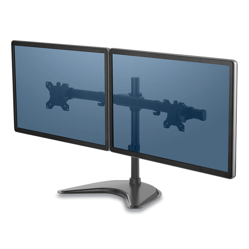 Fellowes Professional Series Freestanding Dual Horizontal Monitor Arm, For 30" Monitors, 35.75" x 11" x 18.25", Black, Supports 17 lb