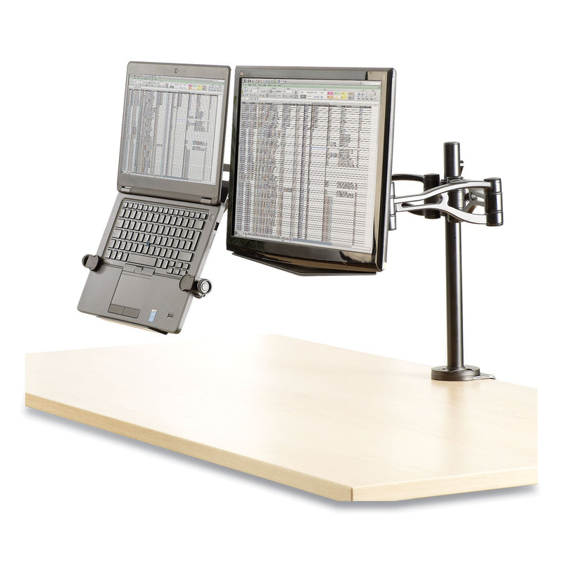 Fellowes Professional Series Depth Adjustable Dual Monitor Arm, 360 deg Rotation, 37 deg Tilt, 360 deg Pan, Black, Supports 24 lb