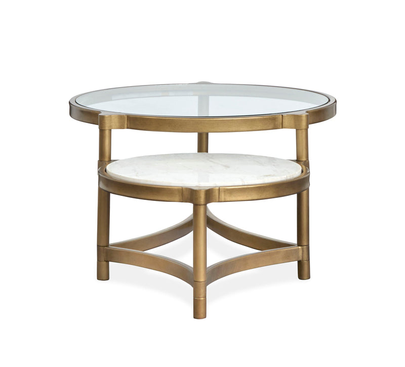 Cassidy - Shaped Cocktail Table - Aged Brass And Volakas Classic