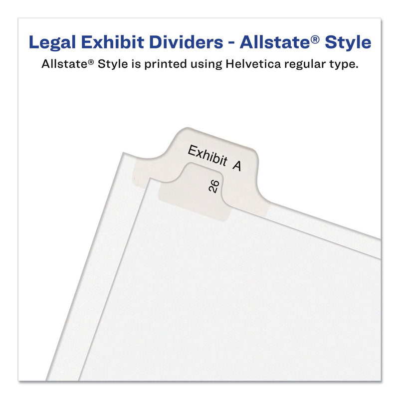 Avery Preprinted Legal Exhibit Side Tab Index Dividers, Allstate Style, 10-Tab, 20, 11 x 8.5, White, 25/Pack