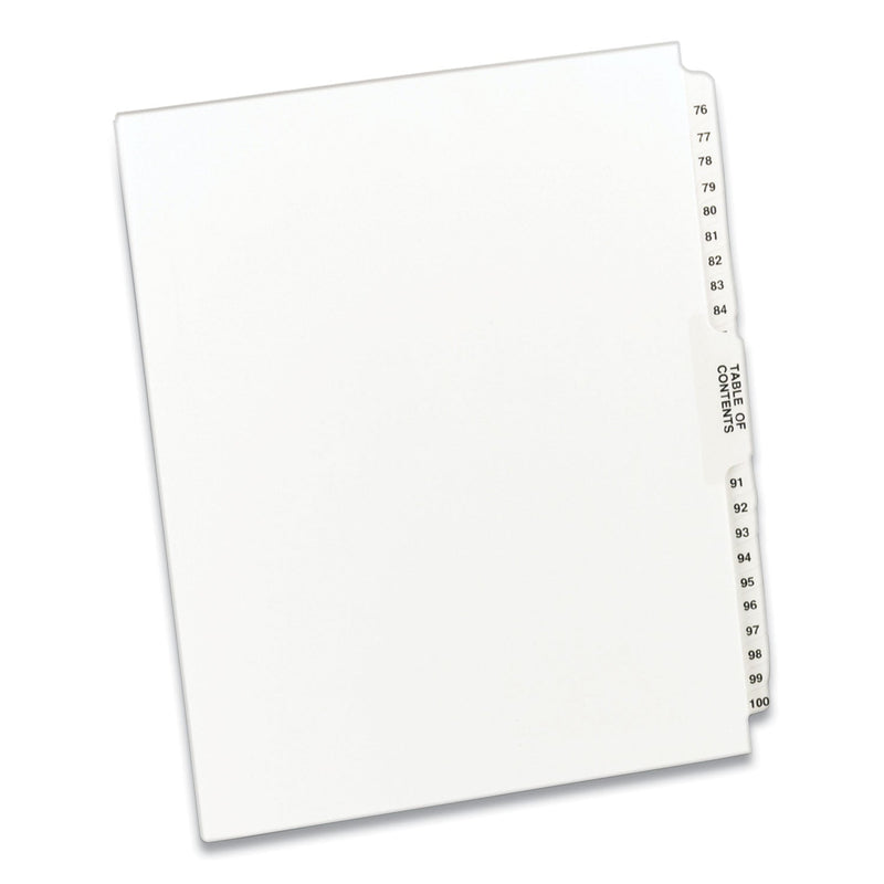Avery Preprinted Legal Exhibit Side Tab Index Dividers, Avery Style, 26-Tab, 76 to 100, 11 x 8.5, White, 1 Set