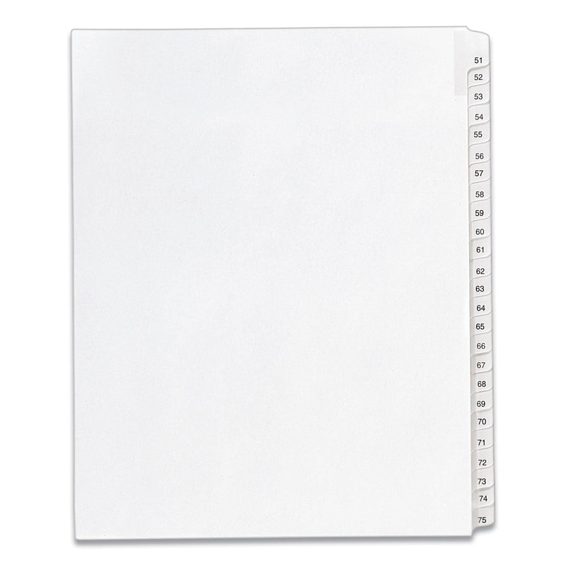 Avery Preprinted Legal Exhibit Side Tab Index Dividers, Allstate Style, 25-Tab, 51 to 75, 11 x 8.5, White, 1 Set, (1703)