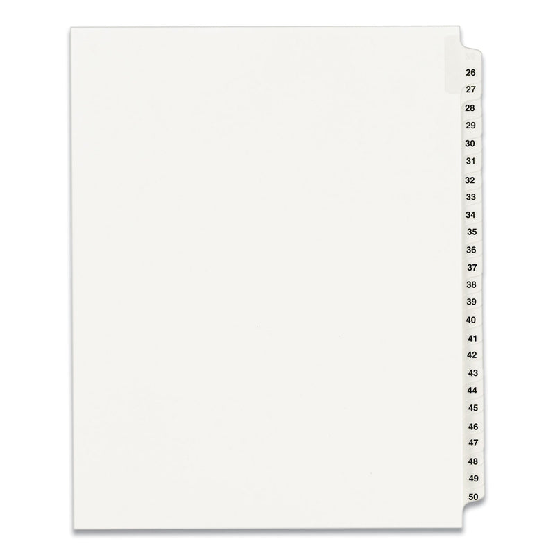 Avery Preprinted Legal Exhibit Side Tab Index Dividers, Avery Style, 25-Tab, 26 to 50, 11 x 8.5, White, 1 Set, (1331)