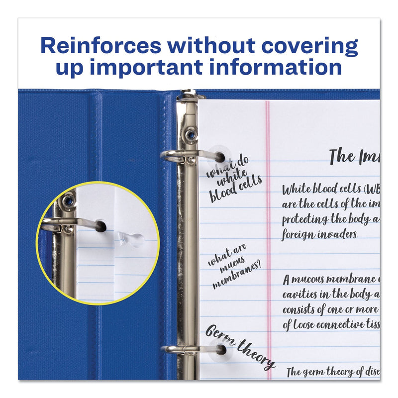 Avery Dispenser Pack Hole Reinforcements, 0.25" Dia, Clear, 1,000/Pack, (5722)