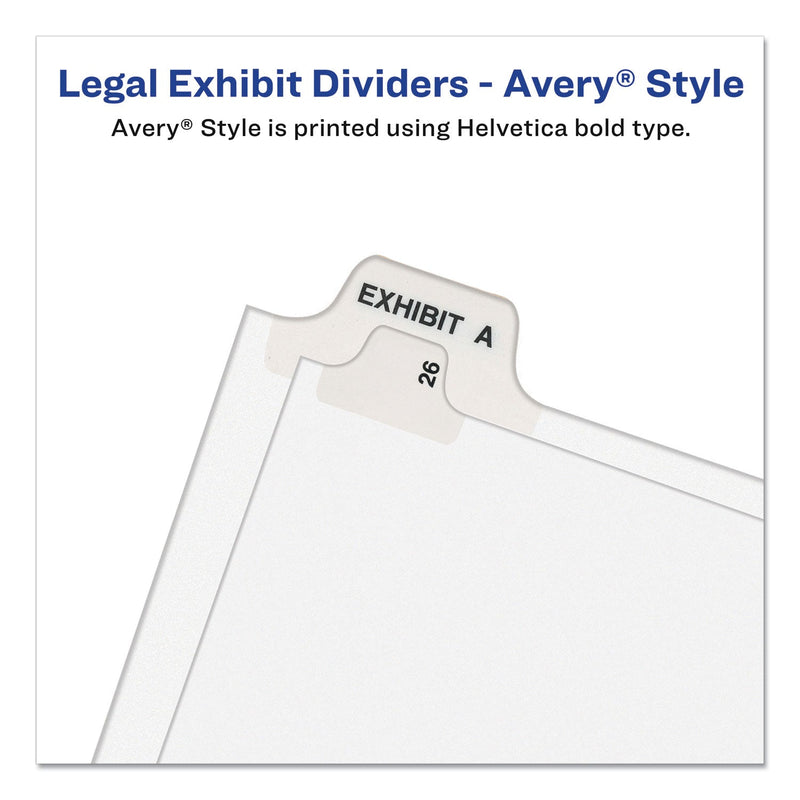 Avery Preprinted Legal Exhibit Side Tab Index Dividers, Avery Style, 26-Tab, B, 11 x 8.5, White, 25/Pack, (1402)