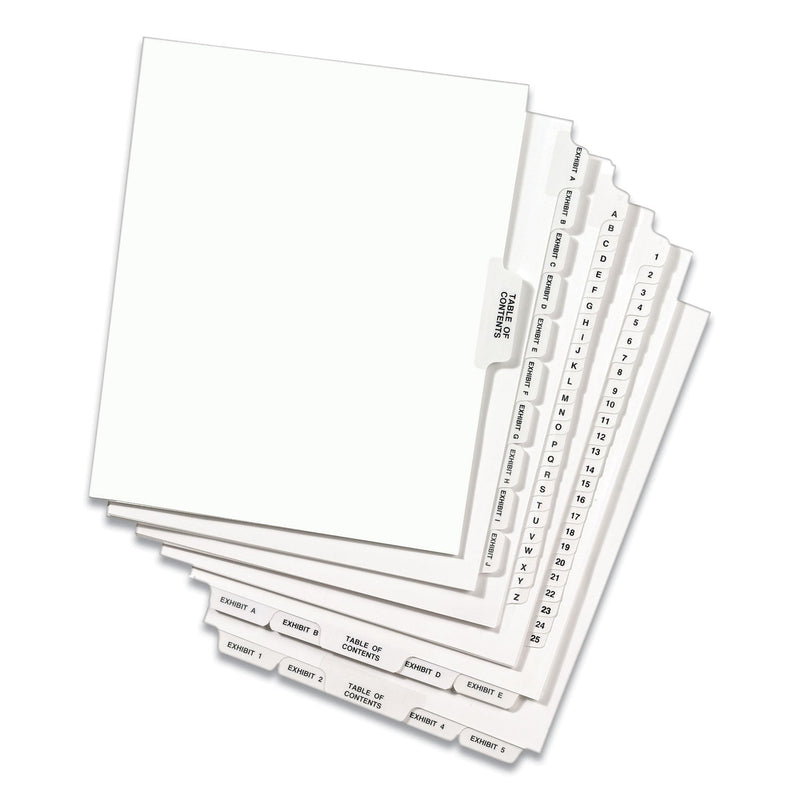 Avery Preprinted Legal Exhibit Side Tab Index Dividers, Avery Style, 11-Tab, 1 to 10, 11 x 8.5, White, 1 Set