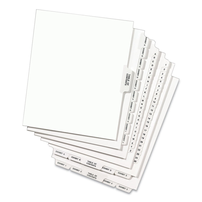 Avery Preprinted Legal Exhibit Side Tab Index Dividers, Avery Style, 10-Tab, 10, 11 x 8.5, White, 25/Pack