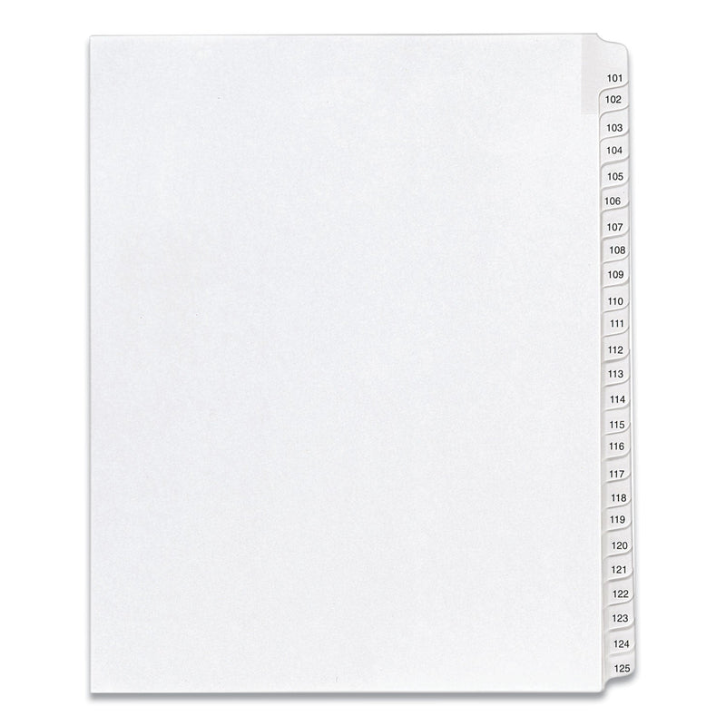 Avery Preprinted Legal Exhibit Side Tab Index Dividers, Allstate Style, 25-Tab, 101 to 125, 11 x 8.5, White, 1 Set, (1705)