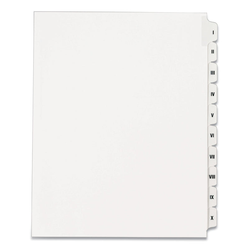 Avery Preprinted Legal Exhibit Side Tab Index Dividers, Allstate Style, 10-Tab, I to X, 11 x 8.5, White, 1 Set