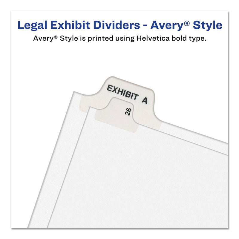 Avery Preprinted Legal Exhibit Side Tab Index Dividers, Avery Style, 26-Tab, 76 to 100, 11 x 8.5, White, 1 Set