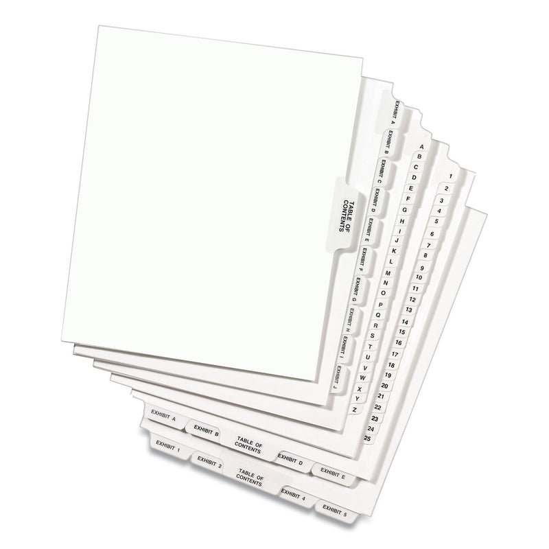 Avery Preprinted Legal Exhibit Side Tab Index Dividers, Avery Style, 10-Tab, 6, 11 x 8.5, White, 25/Pack