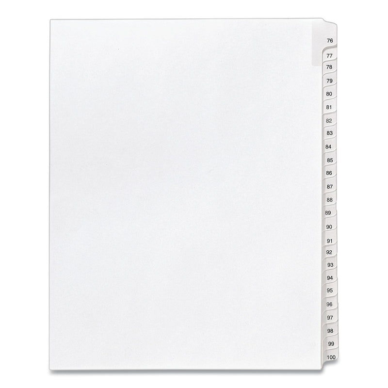 Avery Preprinted Legal Exhibit Side Tab Index Dividers, Allstate Style, 25-Tab, 76 to 100, 11 x 8.5, White, 1 Set, (1704)