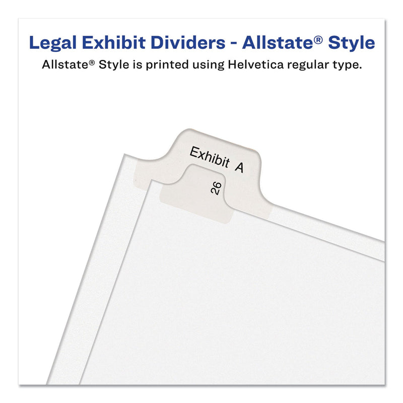 Avery Preprinted Legal Exhibit Side Tab Index Dividers, Allstate Style, 26-Tab, T, 11 x 8.5, White, 25/Pack