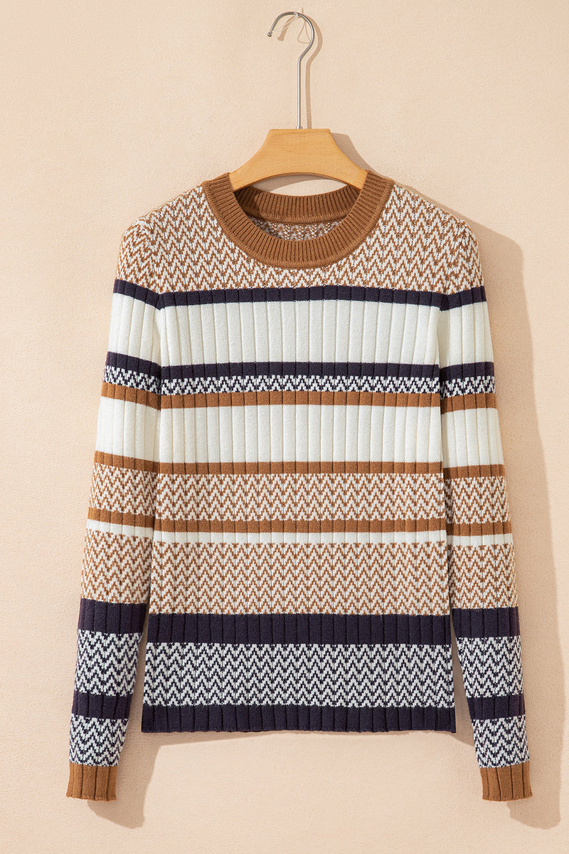 Avery Ribbed Trim Slim Sweater