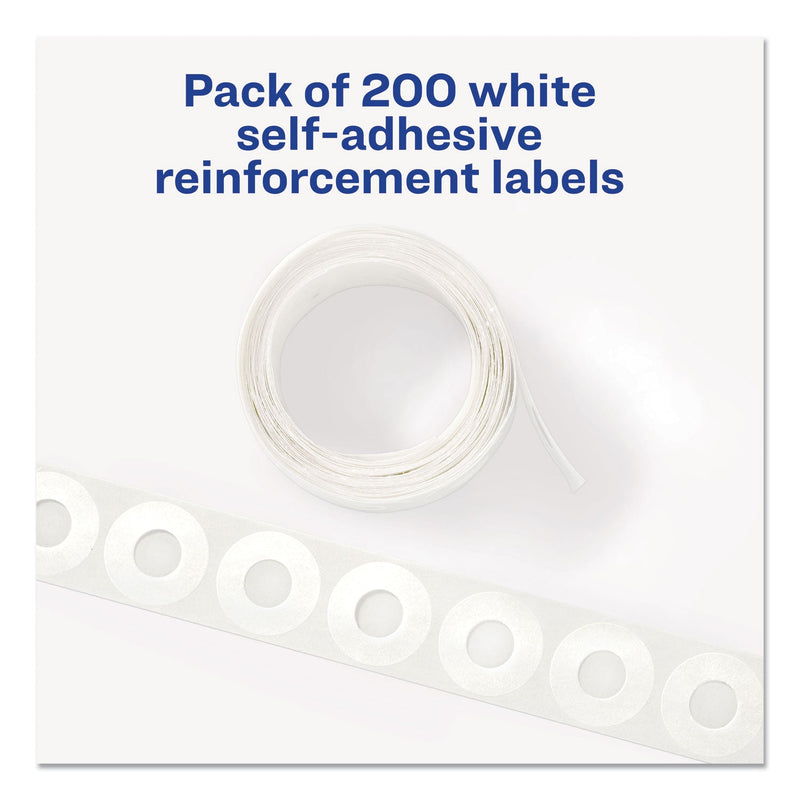 Avery Dispenser Pack Hole Reinforcements, 0.25" Dia, White, 200/Pack, (5729)