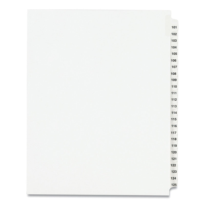Avery Preprinted Legal Exhibit Side Tab Index Dividers, Avery Style, 25-Tab, 101 to 125, 11 x 8.5, White, 1 Set, (1334)