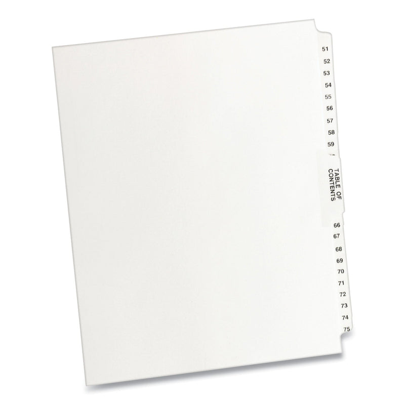 Avery Preprinted Legal Exhibit Side Tab Index Dividers, Avery Style, 26-Tab, 51 to 75, 11 x 8.5, White, 1 Set