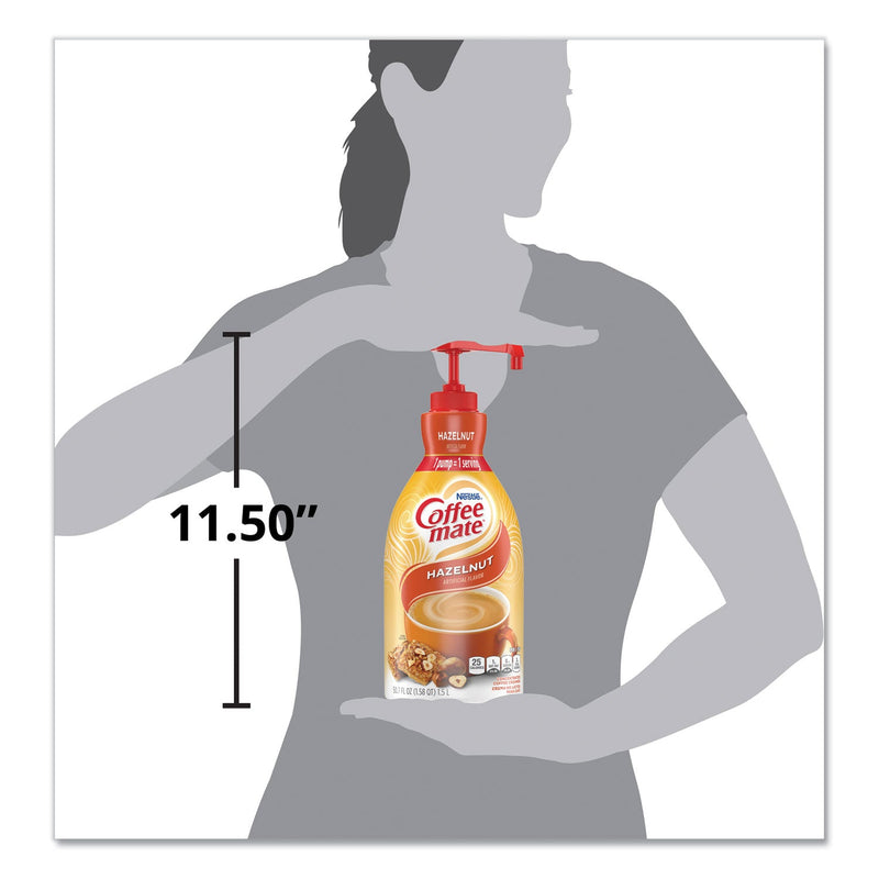Coffee mate Liquid Coffee Creamer, Hazelnut, 1.5 Liter Pump Bottle, 2/Carton