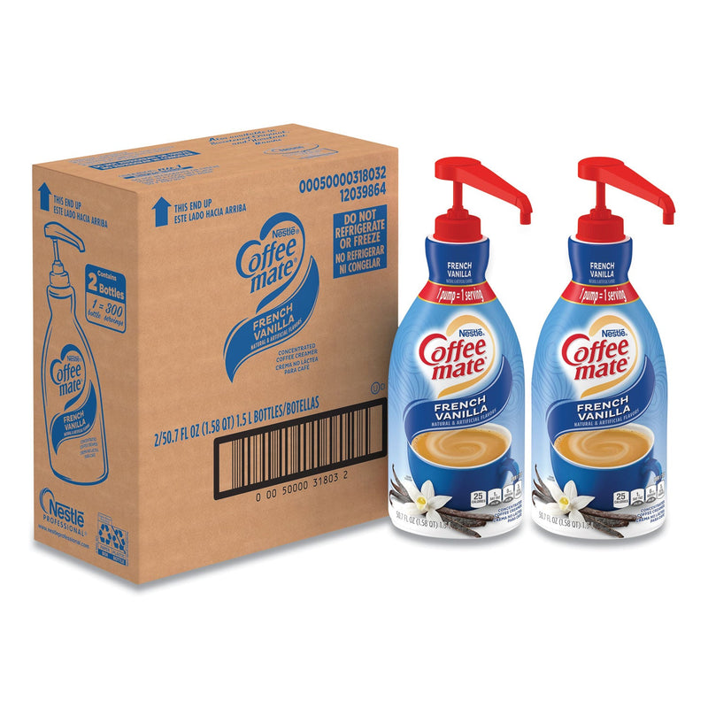 Coffee mate Liquid Coffee Creamer, French Vanilla, 1.5 Liter Pump Bottle, 2/Carton