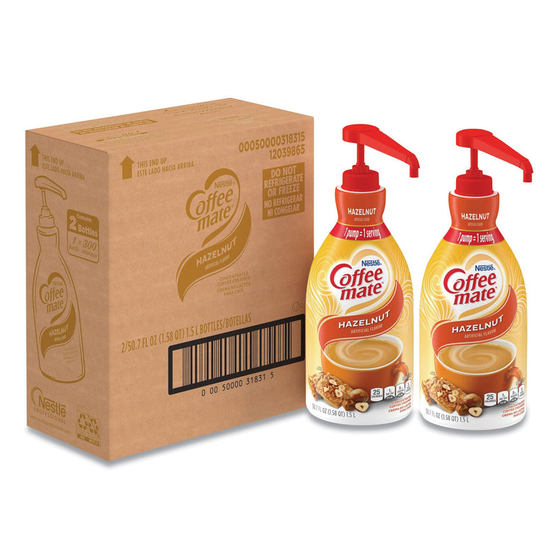 Coffee mate Liquid Coffee Creamer, Hazelnut, 1.5 Liter Pump Bottle, 2/Carton