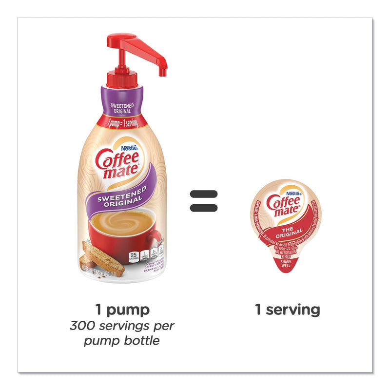 Coffee mate Liquid Coffee Creamer, Sweetened Original, 1.5 Liter Pump Bottle, 2/Carton