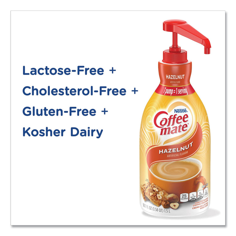 Coffee mate Liquid Coffee Creamer, Hazelnut, 1.5 Liter Pump Bottle, 2/Carton