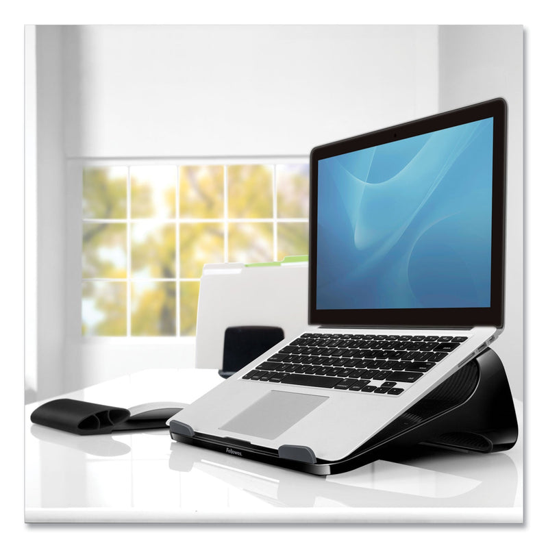 Fellowes I-Spire Series Laptop Lift, 13.19" x 9.31" x 4.13", Black/Gray, Supports 10 lbs