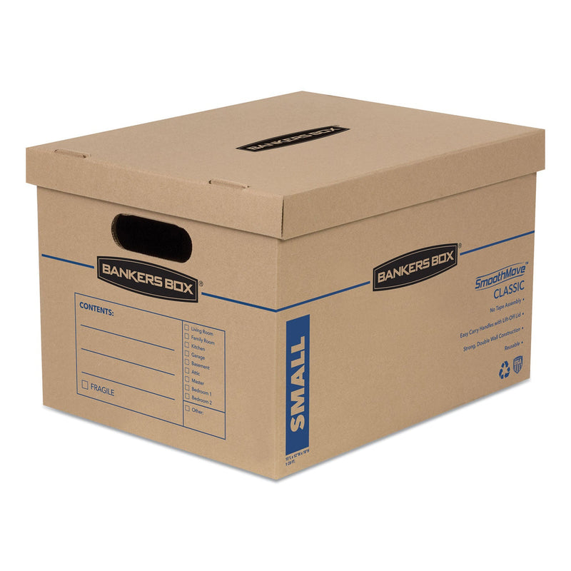 Bankers Box SmoothMove Classic Moving/Storage Boxes, Half Slotted Container (HSC), Small, 12" x 15" x 10", Brown/Blue, 20/Carton