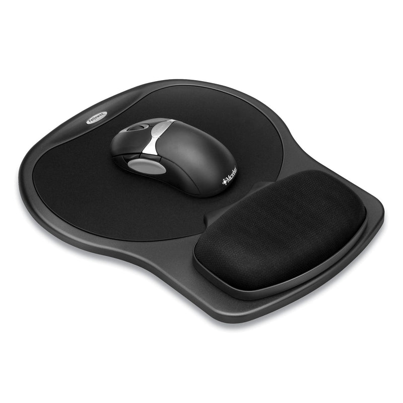 Fellowes Easy Glide Gel Mouse Pad with Wrist Rest, 10 x 12, Black