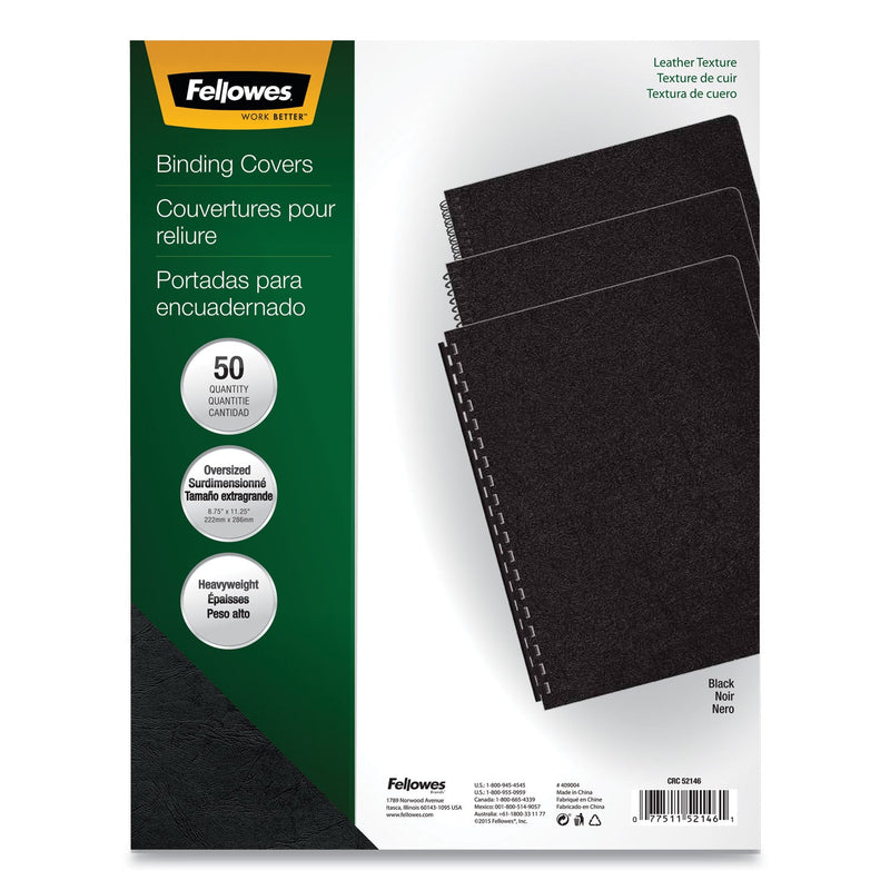 Fellowes Executive Leather-Like Presentation Cover, Black, 11.25 x 8.75, Unpunched, 50/Pack